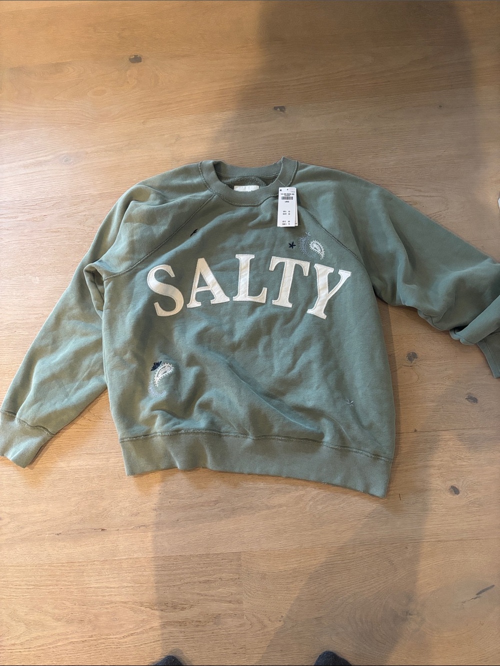 Abercrombie & Fitch Olive Green 'SALTY' Crewneck Sweatshirt large NWT